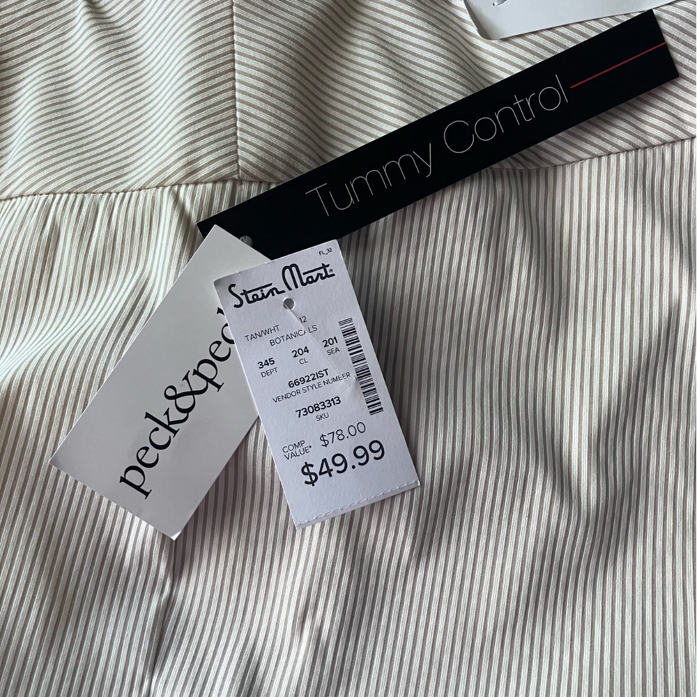 Peck & Peck Eva Crop Pants with Tummy Control Panel White and Tan Stripe… - Picture 11 of 13